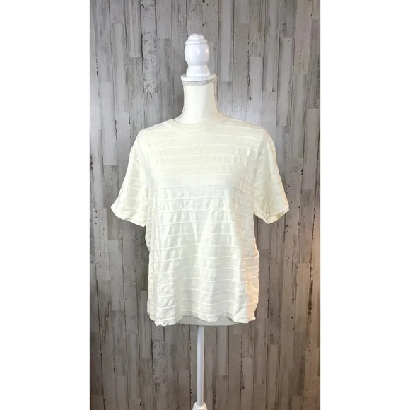 Vintage Blast Point Men's XL White Textured Short Sleeve Crew Neck Tee - Picture 2 of 8